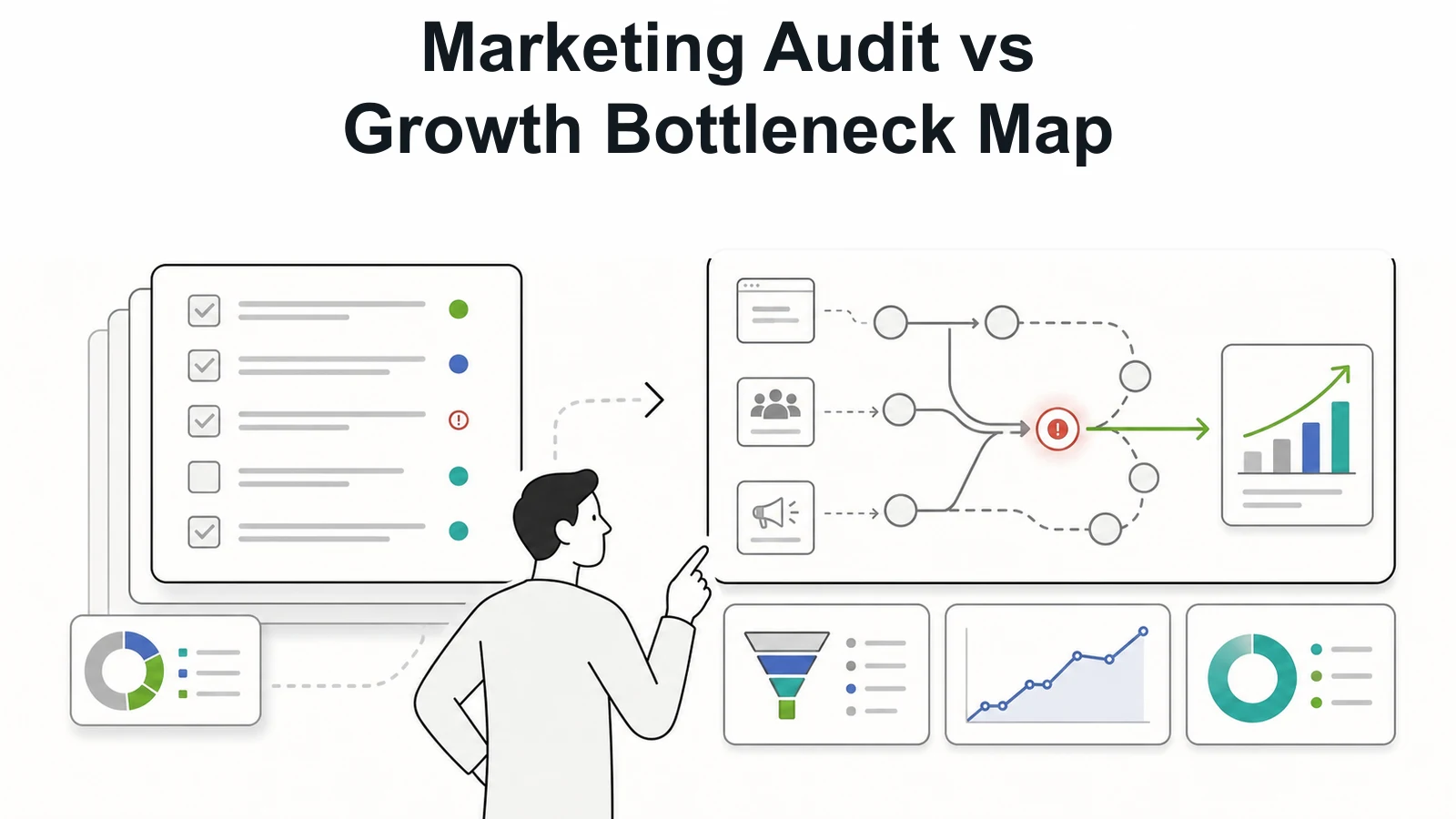 Marketing audit and growth bottleneck map comparison